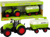 Leantoys Traktor Med Släp Big Wheels Green Farm