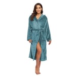 Teemie Peignoir De Bain Pour Femme Flanelle Robe À Capuche Super Doux Longue Chaud Eponge Microfibre Chaude Noël Pyjama Avec Ceinture Hiver Chambre Cadeau Vert XXL/3XL