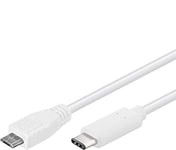 PremiumCord USB-C - Câble de Connexion Micro USB, Câble de Charge Jusqu'à 2,5 W, Câble de Données Jusqu'à 480 Mbit/s, USB Type C Mâle vers Micro USB Mâle, Triple Blindage, Couleur Blanc, Longueur 0,6m