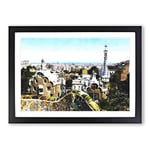 Big Box Art PARC Guell Gaudi in Barcelona Spain Painting Framed Wall Art Picture Print Ready to Hang, Black A2 (62 x 45 cm)