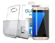 NOVAGO Compatible avec Samsung Galaxy S7 Edge (Pack 2 en 1) 1 Film en Verre trempé incurvé 3D + 1 Coque Transparente Souple et résistante (Transparent)