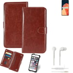 CASE FOR OnePlus 9 BROWN + EARPHONES FAUX LEATHER PROTECTION WALLET BOOK FLIP MA