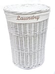 Round Wicker Laundry Basket Bin Cotton Lining Lid Large 59 x 44 cm