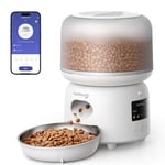 FEELNEEDY Distributeur Croquettes Chat Automatique avec APP, 2.4G WiFi Distributeur Croquettes Jusqu'à 10 Repas par Jour, Gamelle Chat en Acier Inoxydable, Alertes de Batterie Faible, 3L