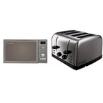 Russell Hobbs RHM2574 Digital Combination Microwave, 25 Litre, Stainless Steel & 18790 Futura 4-Slice Toaster, 1500 W, Stainless Steel Silver, Four Slice