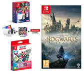 Nintendo Switch OLED White, Mario Kart 8 Deluxe & Booster Course Pass, Online 12 Month Membership & Hogwarts Legacy Bundle, White