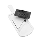 Fackelmann 45331 Mandoline réglable, mandoline manuelle, mandoline, tranche légumes, mandoline pour légumes, Acier Inoxydable, Plastique, Blanc, Noir, 32 x 12 x 1,5 cm