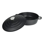 Commichef Cocotte Peu Profond, Plat Peu Profonde Pour Casserole, Noir, Aluminium Coulé, Avec Couvercle, 28cm, Capacité de 4,5 L, Convient Pour le Four et Tous les Types de Plaques de Cuisson, XR-L28BK