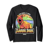 Jurassic Park The Park Is Open 1993 Neon T-Rex Long Sleeve T-Shirt