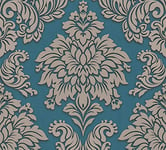 Livingwalls Baroque Wallpaper Metropolitan Stories Non-Woven Lizzy - London 10.05 m x 0.53 m Blue Silver Beige Made in Germany 368985 36898-5