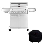 CosmoGrill Platinum Stainless Steel 6 Gas Burner 4+2 Barbecue Grill with Waterproof Cover, Infrared Searer & Back Rotisserie Burner for Home Garden Party Outdoor BBQ Cooking