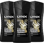 3 Pack of Lynx 12 Hour Refreshing Fragrance Gold Oud Wood and Vanilla Body Wash 