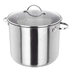 Judge HX315 Stainless Steel Stockpot with Glass Lid, Hollow Handles, 26cm, 10L Induction Ready, Oven Safe, Dishwasher Safe - 10 Year Guarantee
