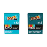 KIND Bars, Healthy Gluten Free & Low Calorie Snack Bars, Almond & Coconut, 12 Bars, & Bars, Healthy Gluten Free & Low Calorie Snack Bars, Dark Chocolate Nuts & Sea Salt, 12 Bars