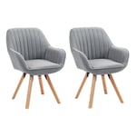 MEUBLE COSY Lot de 2 Chaise Salle à Manger Scandinave Fauteuil Coiffeuse Siège Pivotant avec Accoudoirs pour Chambre Salon Cuisine Bureau, Rembourré en Tissu Pieds en Bois Massif, Gris, 60x58x83cm