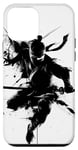 Coque pour iPhone 12 mini Dynamique Ninja sautant avec motif de pochoir Katana Ninja