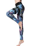 FLYILY Legging de Sport Femme Taille Haute Pantalon Yoga Mode Faire des Exercices Leggings(BlackLeaf,XL)