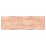 Bordplade 160x50x(2-4) cm naturlig kant behandlet træ lysebrun