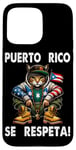 Coque pour iPhone 15 Pro Max Puerto Rico Se Respeta Boricua Drapeau PR Capuche Chat