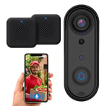 1080p Wireless Video Doorbell with Indoor Ring Chime, AI Human Detection, 2-Way Audio, Night Vision, Real-Time Alerts, Smart Home Protection, Surveillance Indoor/Outdoor, SD Card/Free Cloud Storage