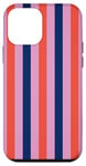 Coque pour iPhone 12 mini Orange Rose rayé Esthétique Girly Preppy Blue Navy Stripes