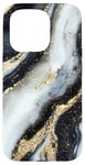 iPhone 15 Pro White Abstract Black Elegant Stone Design Case