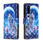 KM-WEN® Case for Xiaomi Mi 10/ Mi 10 Pro (6.67 Inch) 3D Design Snow Wolf Pattern Magnetic Closure PU Leather Wallet Case Flip Cover Case Bag with Stand Protective Cover Color-1