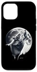 Coque pour iPhone 13 Loup gris hurlant à la lune