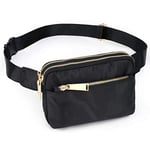 UTO Sac Banane Femme Homme Fanny Pack Ceinture Imperméable Nylon Mode Léger Sac de Taille avec 3 Poches zippées Camo Noir