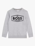 HUGO BOSS Kids' Logo Cotton Sweatshirt, Chine Grey