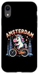 Coque pour iPhone XR Amsterdam Pays-Bas Licorne Vélo Fille Femme Rainbow