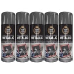 5X Paintgun Grey Metallic Spray Paint Aerosol Auto Matt Gloss Wood Metal 400ml