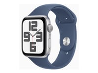 Apple Watch Se (Gps) - 2. Generasjon - 44 Mm - Sølvaluminium - Smartklokke Med Sportsbånd - Fluorelastomer - Denim - Båndbredde: S/M - 32 Gb - Wi-Fi 4, Bluetooth - 32.9 G