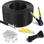 Multi-Cables CAT6 RJ45 100m, à l'extérieur utiliser imperméable - CCA - Direct Burial Ethernet Network câble Avec Pince à sertir - 550 Mhz-100 meter