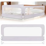 2st Portable Bed Rail, 2M Barrière de Lit pour Enfant, Barrière de sécurité de lit d'enfant, Bed Rail for Toddlers, 18 Months to Five Years Gris