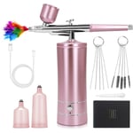 Linghhang - Or Rose) Kit aérographe sans fil avec compresseur, mini aérographe portable, aérographe à ongles rechargeable, peinture de modèles