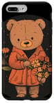 iPhone 7 Plus/8 Plus Cute Teddy with flowers in hand costume Case