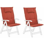 Lot de 2 Coussins d'Assise Confortable pour Transat et Chaise Longue de Jardin en Tissu Hydrofuge Rouge Foncé Résistant aux Rayons uv Beliani