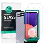 Ibywind 2 Pièce Verre Trempé pour Samsung Galaxy A22 5G 6.6",avec Caméra Arrière Protecteur,Protection arrière Effet Fibre de Carbone