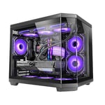 MARSGAMING MC-3TCOREM, Boîtier Gaming Custom Micro-ATX, Triple Fenêtre en Verre Trempé, Double Chambre Latérale, Support Refroidissement Liquide 360mm, Gestion Câblage, Mini-Tour PC, USB-C, Noir