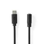 Nedis USB-C™ Adapter | USB 2.0 | USB-C™ Hane | 3.5 mm Hona | 1.00 m | Rund | Nickelplaterad | PVC | Svart | Låda