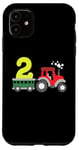 Coque pour iPhone 11 Tracteur agricole 2ème anniversaire 2 ans pour tout-petits garçons enfants