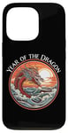 Coque pour iPhone 13 Pro Année du Dragon #17 Sea Dragon Coucher de Soleil Vagues Rétro