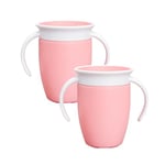 Munchkin Miracle 360 Tasse d'apprentissage 6+ mois| Gobelet à flux libre pour tout-petits | Sans BPA | Antifuite | Compatible lave-vaisselle| Bouteille pour bébé avec poignées faciles à saisir| Rose