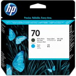 HP 70 Tête d'impression d'origine Noir Mat et Cyan