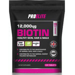 BIOTIN 120 Tablets VEGAN 12,000mcg Max Strength Healthy Hair Skin Nails Growth