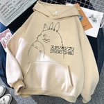 Studio Ghibli Totoro Hoody Japansk anime Spirited Away Print Luvtröja Herr Oversized 90-tals Manga Miyazaki Hayao Sweatshirt Unisex Beige9