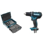 Makita COFFRET MAKPAC OUTILLAGE À MAIN 120 PCS E08713 & DDF482Z Perceuse visseuse 60 nm 18 V Bleu