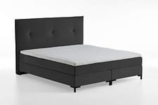 Atlantic Home Collection Romy Lit à sommier tapissier avec tête de lit Moderne, Matelas à Ressorts ensachés, dureté 3, surmatelas Inclus, Anthracite, King