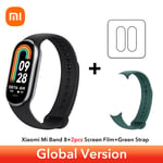 Xiaomi-Bracelet Connect¿¿ Smart Band 8",Version Globale,¿¿Cran Amoled 1.62 "",Surveillance De La Fr¿¿Quence Cardiaque,Oxyg¿¿Ne Sanguin,"150 + Modes Sportifs - Type Black N Green Strap